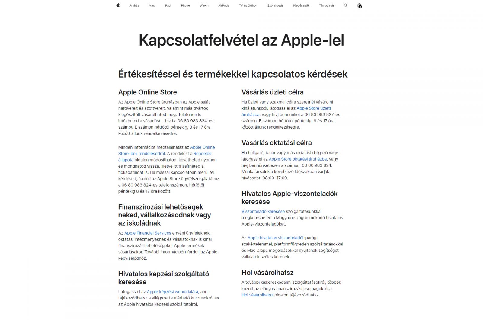 Apple ügyfélszolgálat