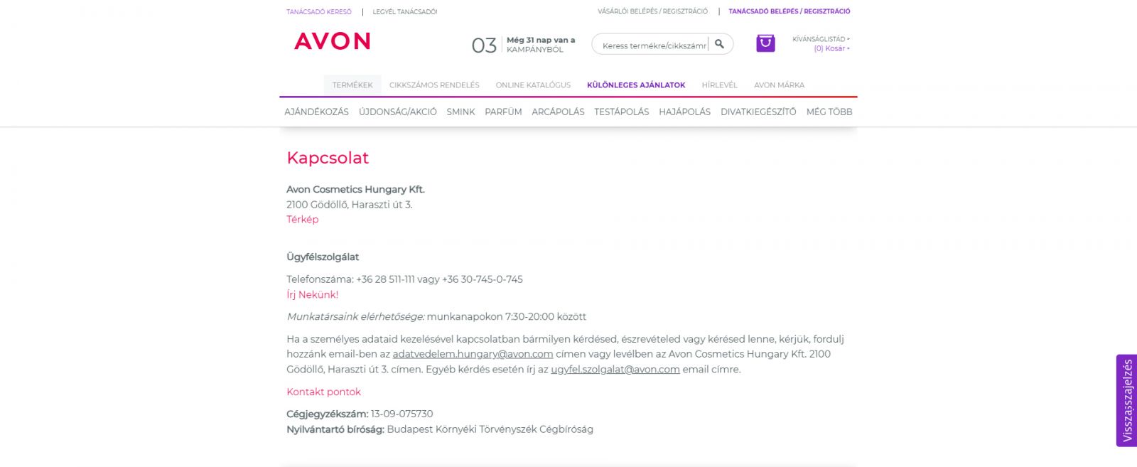 Avon ügyfélszolgálat