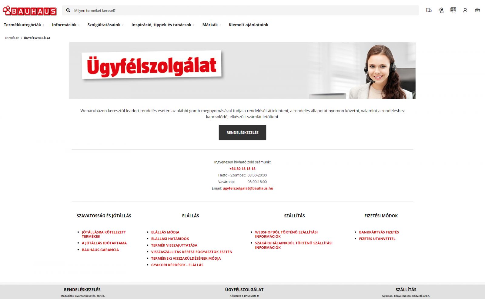 Bauhaus ügyfélszolgálat telefonszám