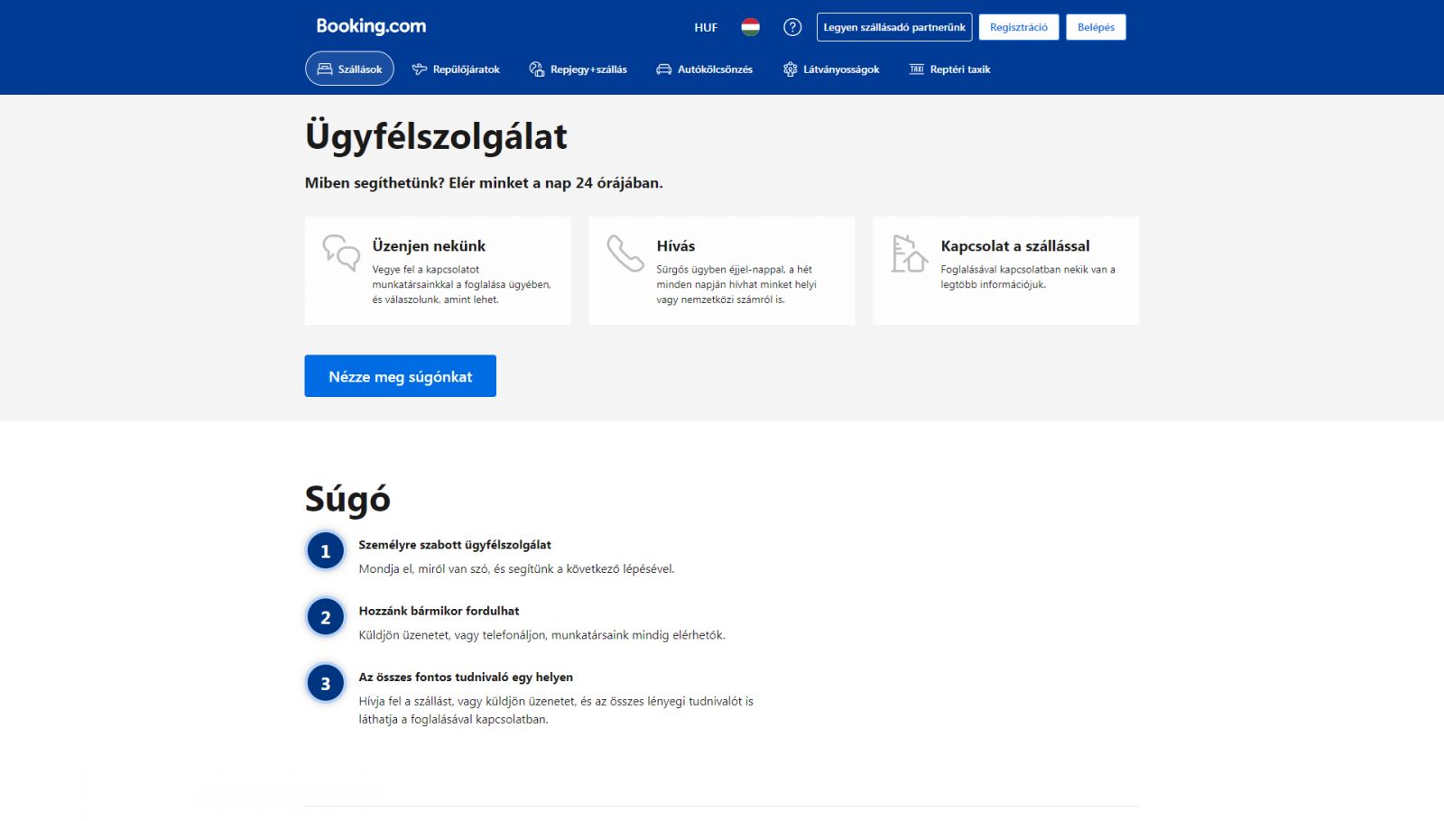Booking.com ügyfélszolgálat