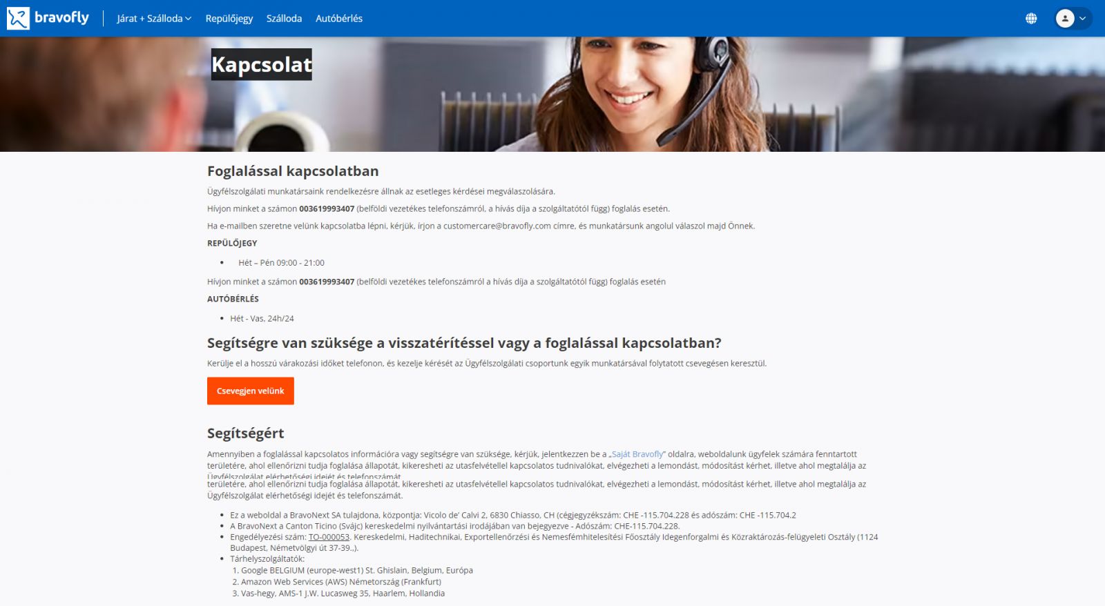 Bravofly ügyfélszolgálat