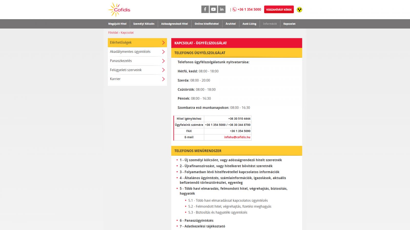 Cofidis ügyfélszolgálat