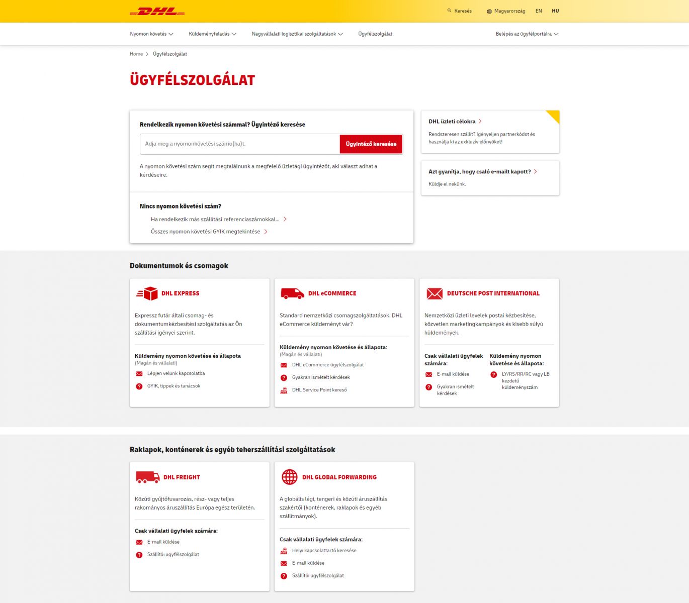 DHL ügyfélszolgálat telefonszám