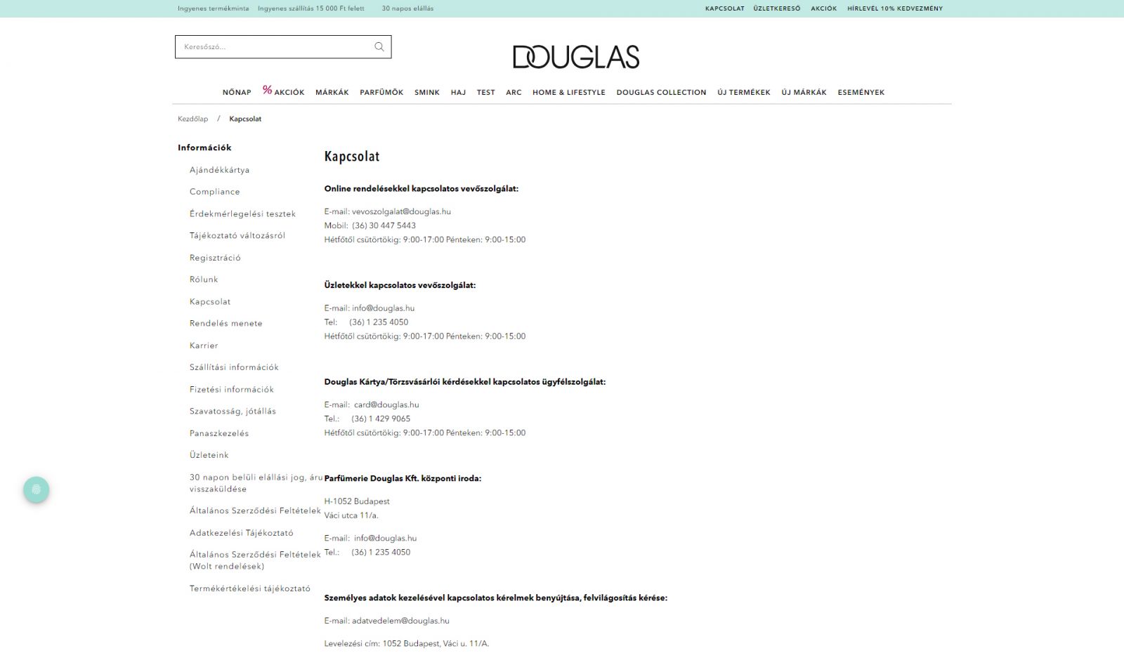 Douglas ügyfélszolgálat