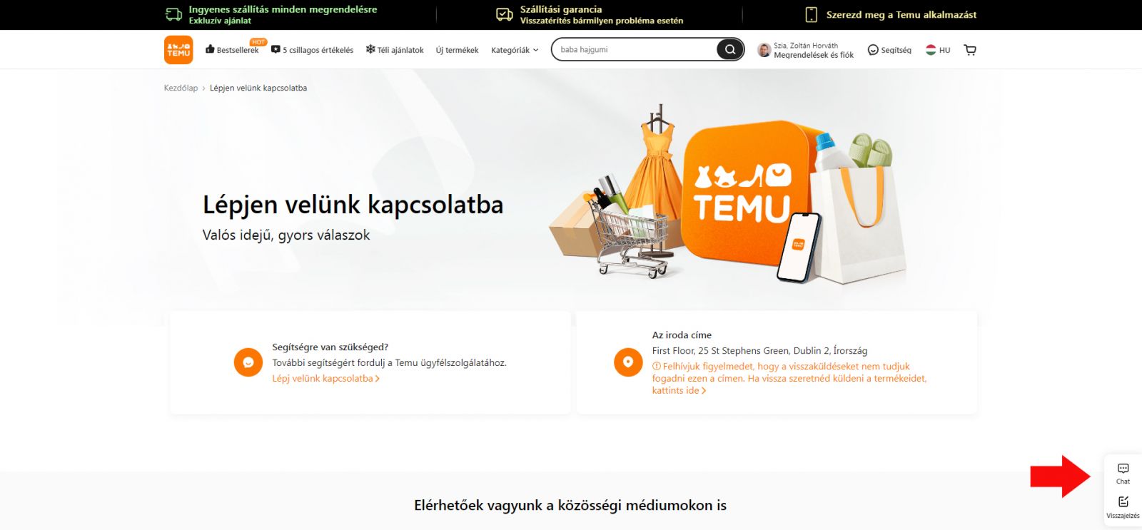 Temu ügyfélszolgálat telefonszám email