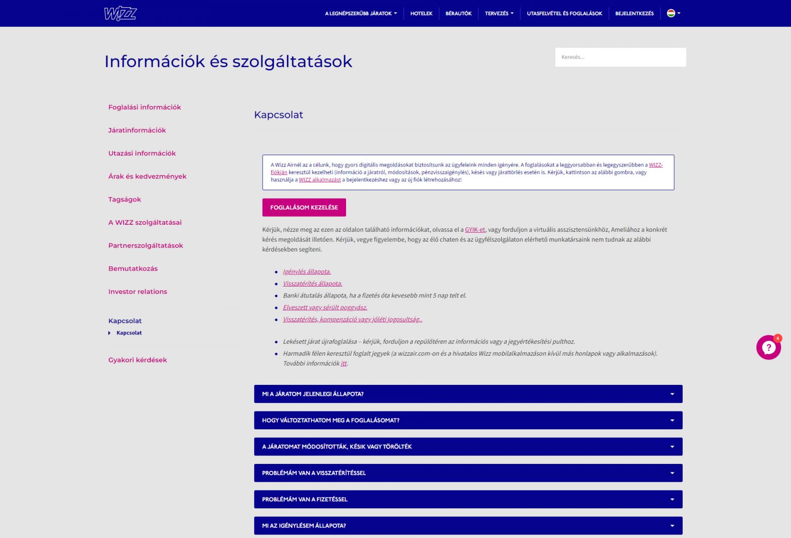Wizzair ügyfélszolgálat